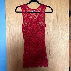 BKE red lace racerback tank sz m